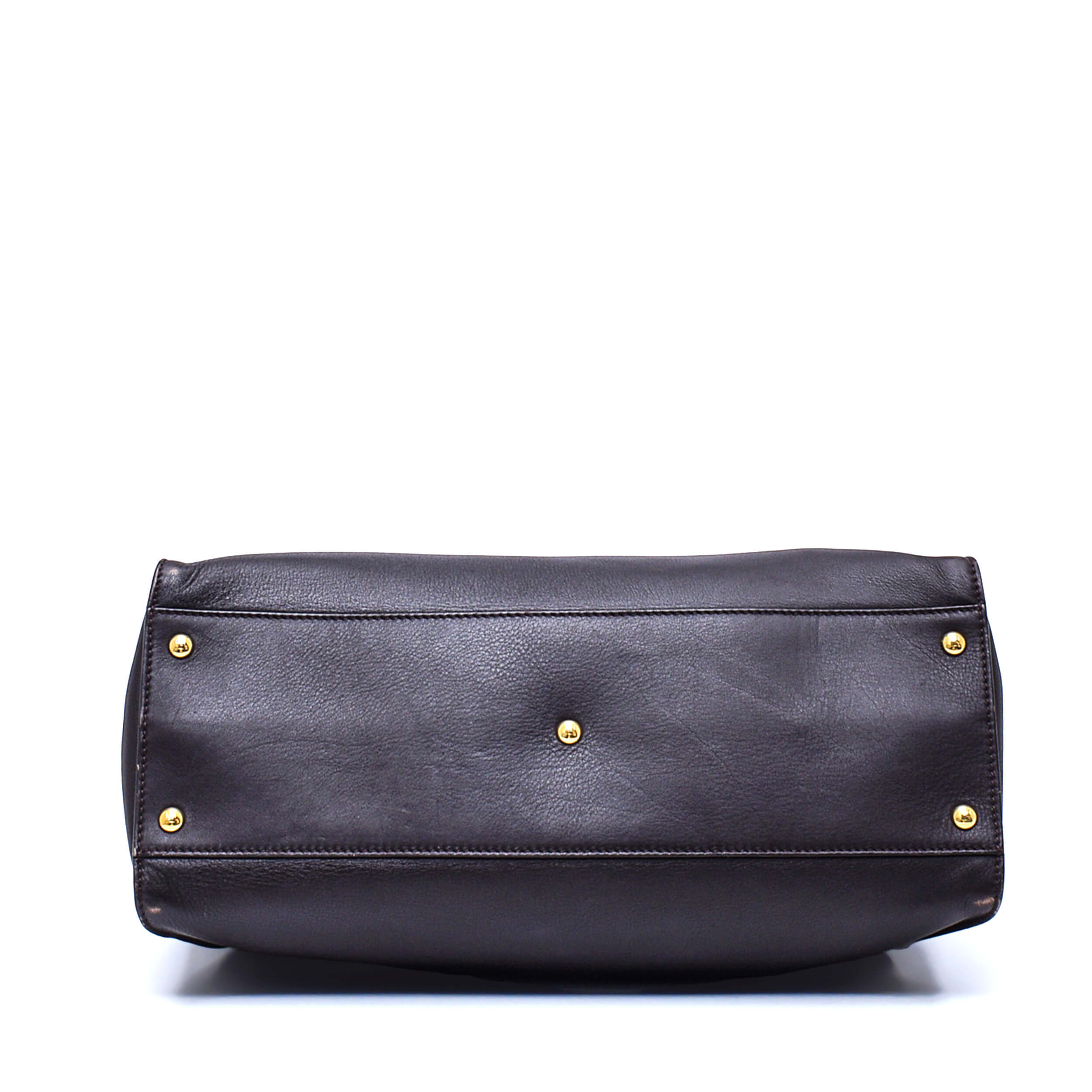 Fendi - Dark Brown Rigid Leather Large Peekaboo